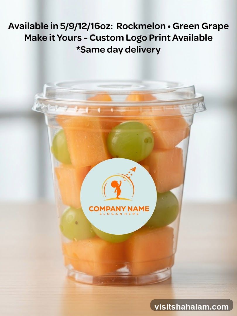 Fruit cup with company logo