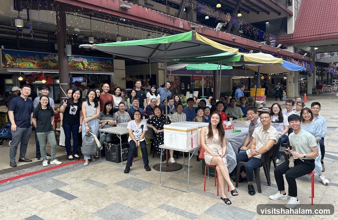 Group photo at outdoor market
