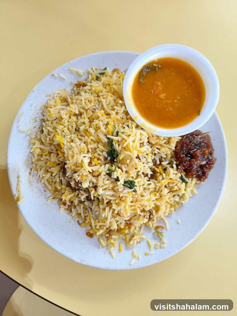 Biryani with Curry and Chutney
