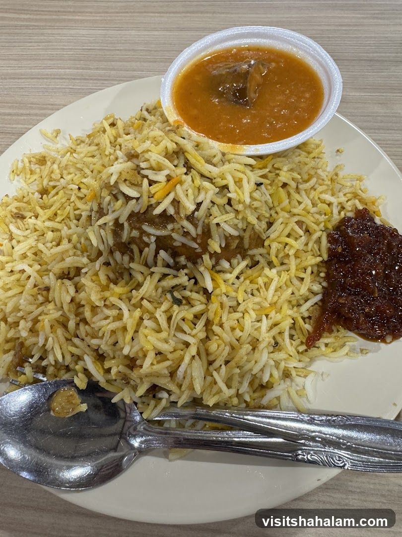 Biryani with Curry and Chutney