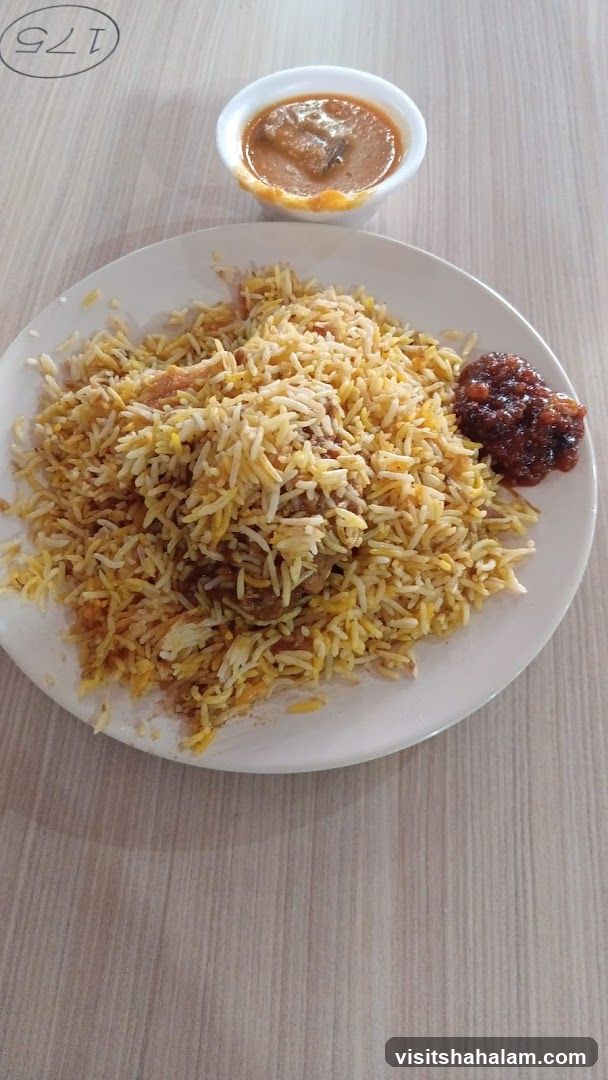Biryani with Curry and Chutney