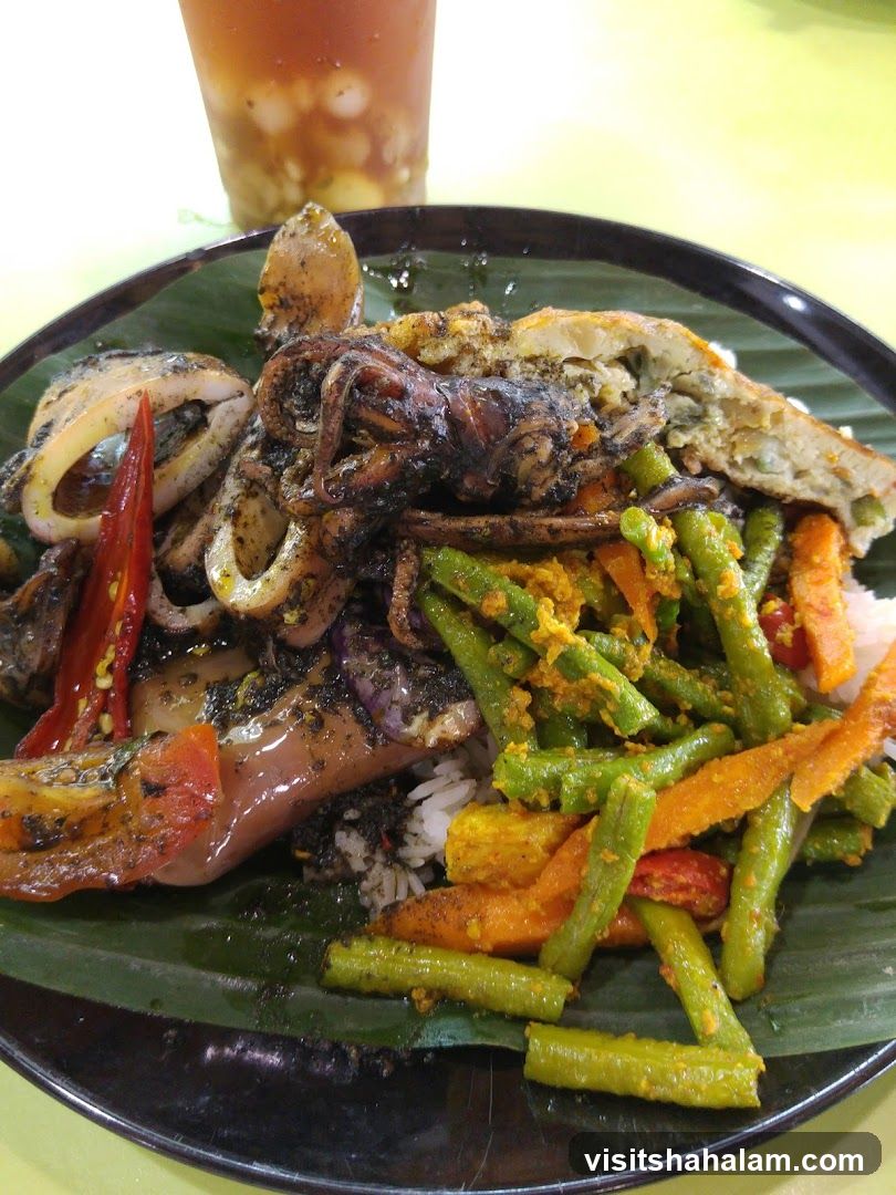 Squid and Vegetable Rice Plate