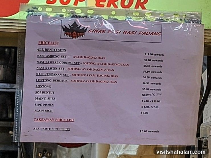 SINAR PAGI NASI PADANG PRICELIST
