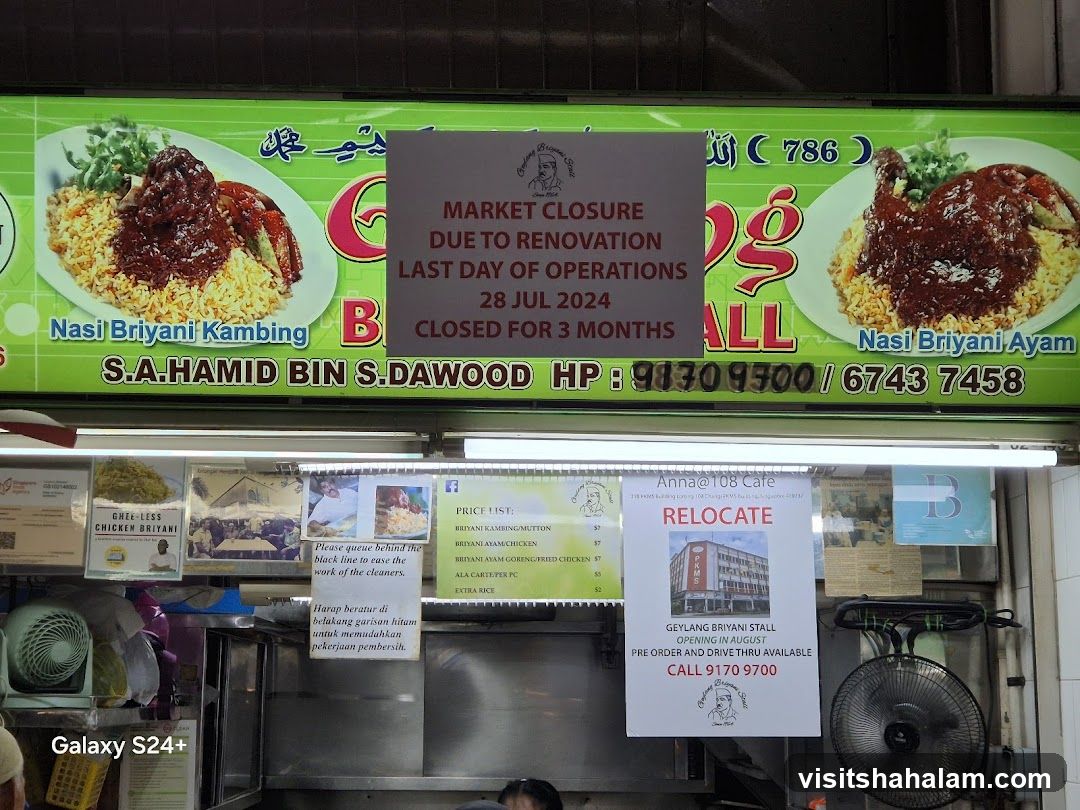 Food Stall with Menu and Closure Notice