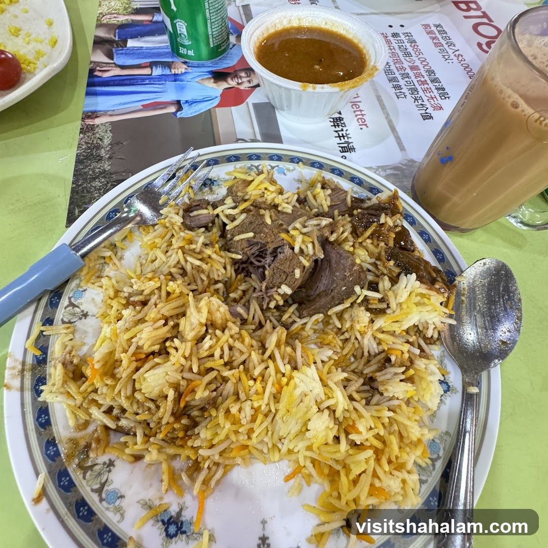 Biryani with Meat and Drink