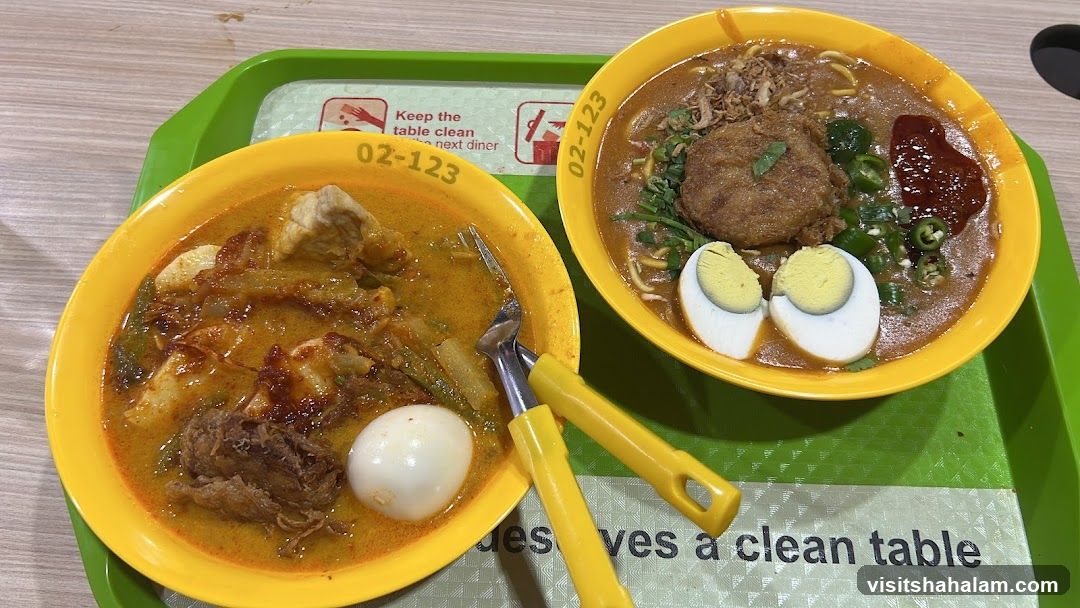 Two bowls of noodles on a tray