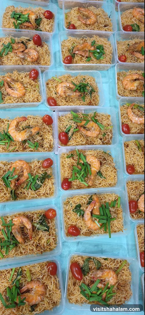 Shrimp Noodles in Takeout Containers
