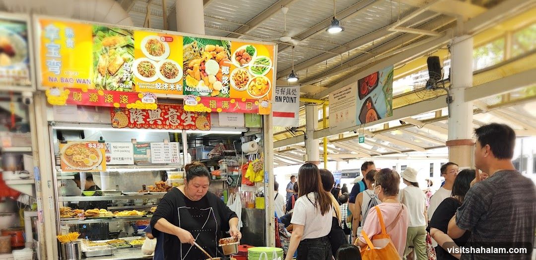 Food Stall with Menu and Customers