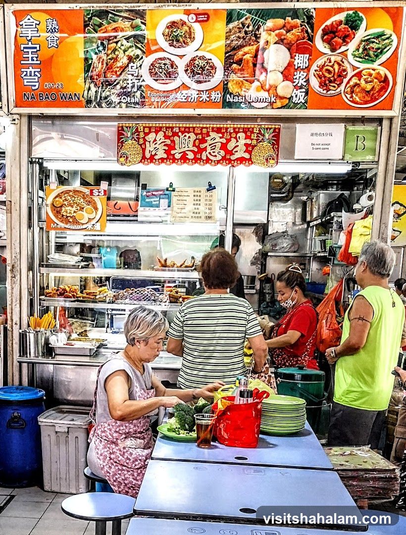 Food Stall with Menu and Diners