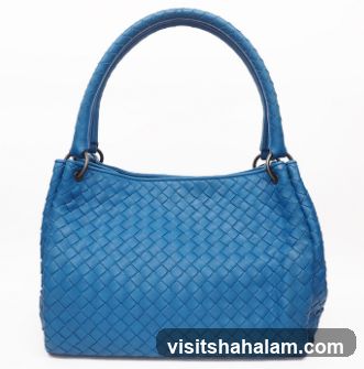 Blue Woven Leather Handbag