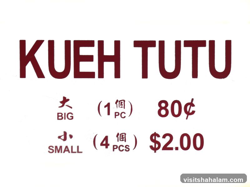 Kueh Tutu Menu