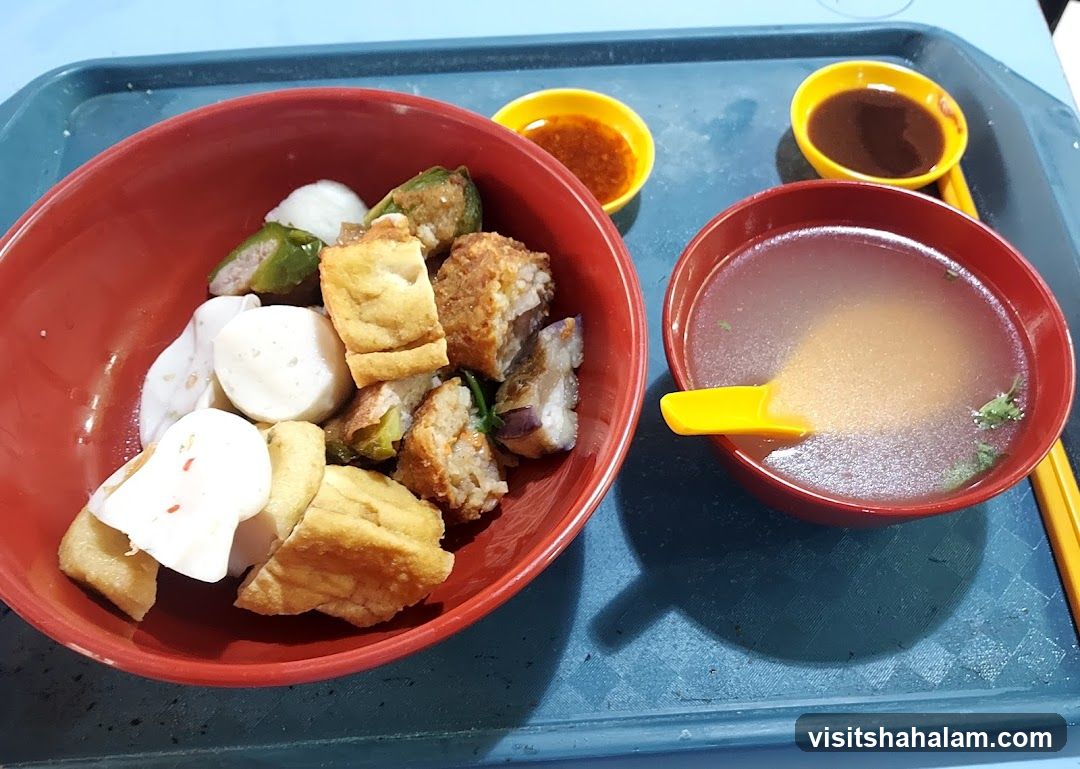 Assorted Fried Ingredients with Soup
