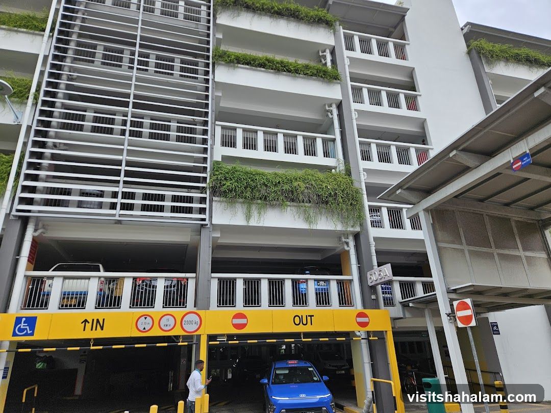 Multi-level parking garage entrance