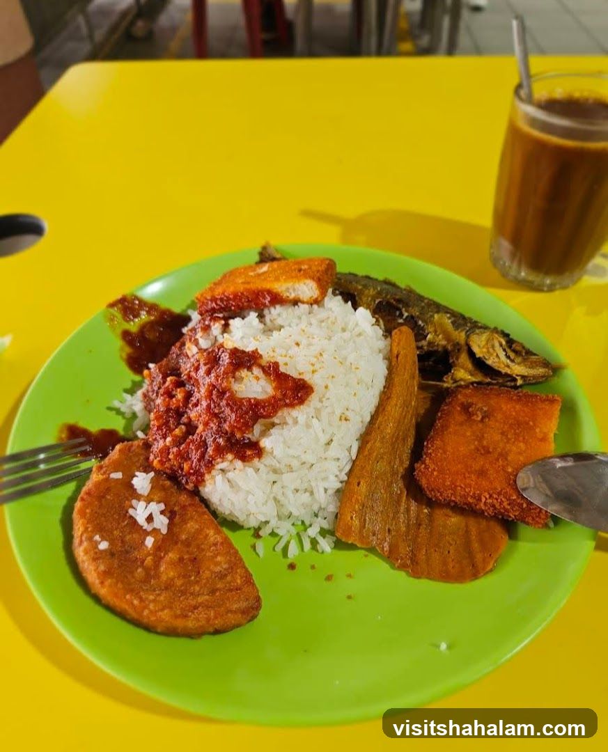 Nasi Lemak with Fried Fish and Sides