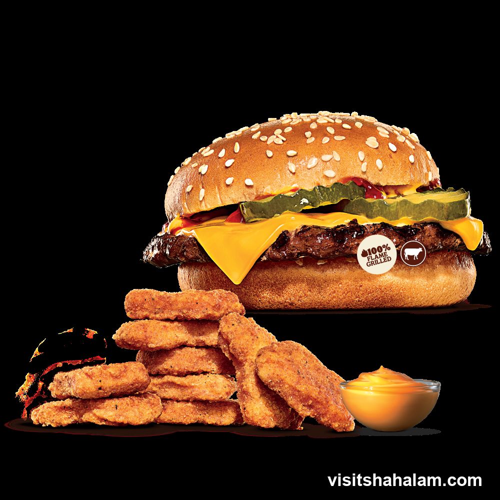 Burger and chicken nuggets with sauce