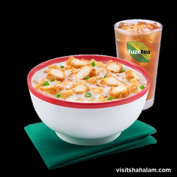 Congee with Fried Chicken and Iced Tea