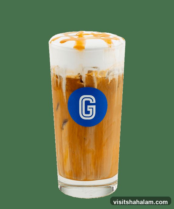 Iced Coffee with Cream and Caramel Drizzle