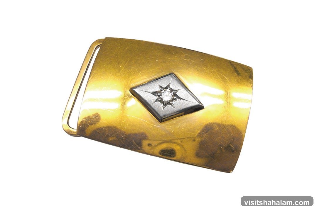 Gold Belt Buckle with Diamond Accent