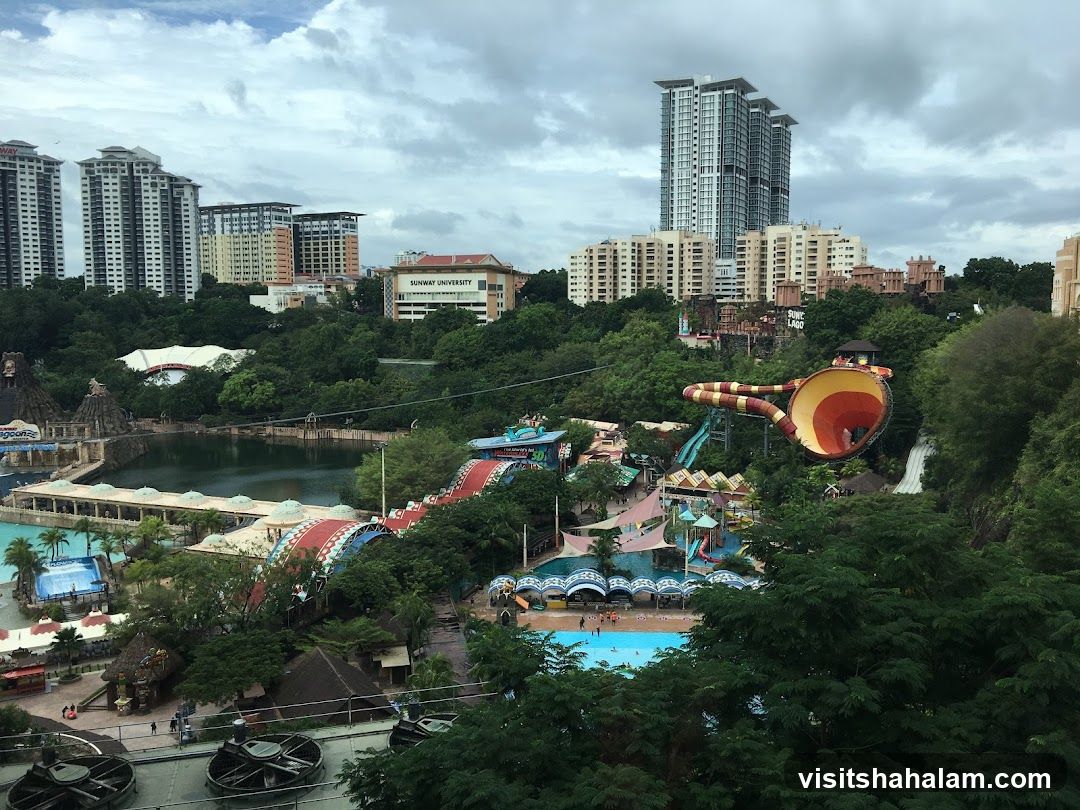 Water Park with Tall Buildings in Background