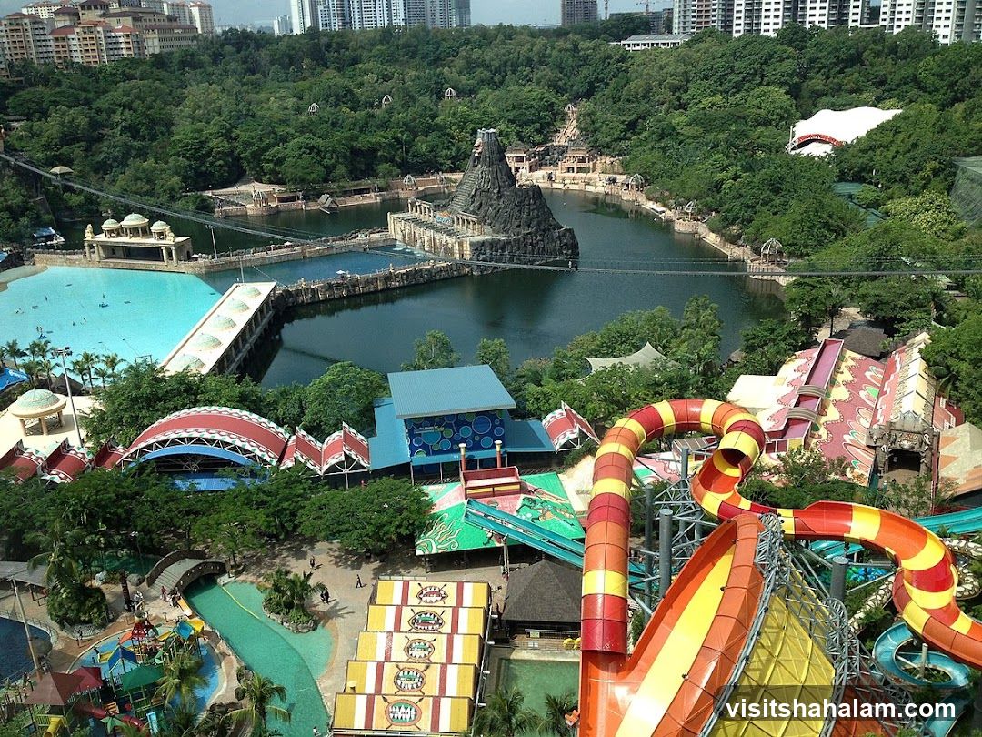 Water Park with Slides and Wave Pool