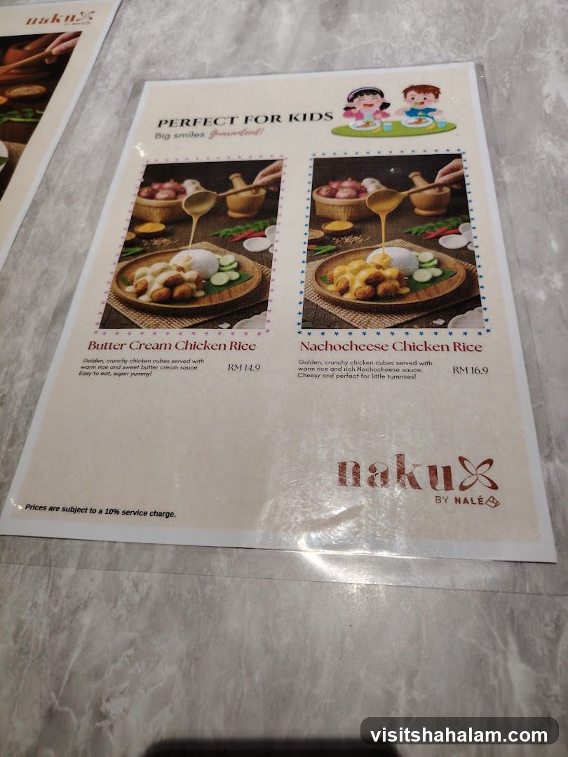 Perfect For Kids Menu