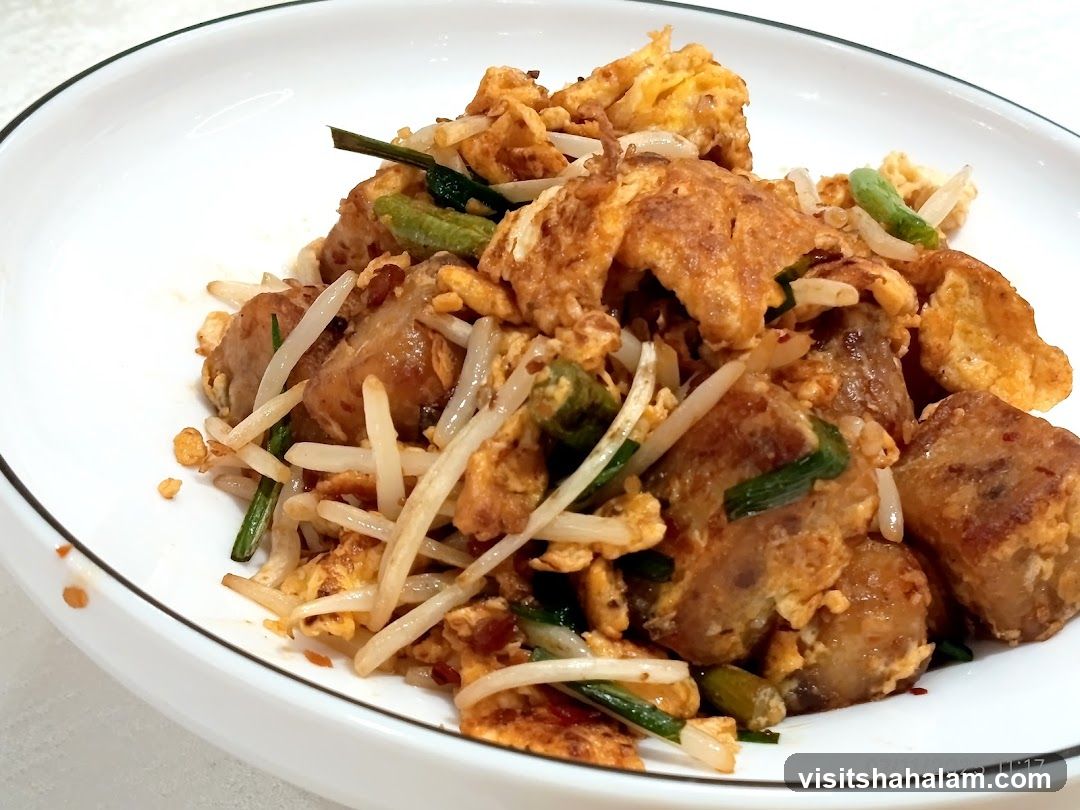 Fried Turnip Cake with Egg and Bean Sprouts