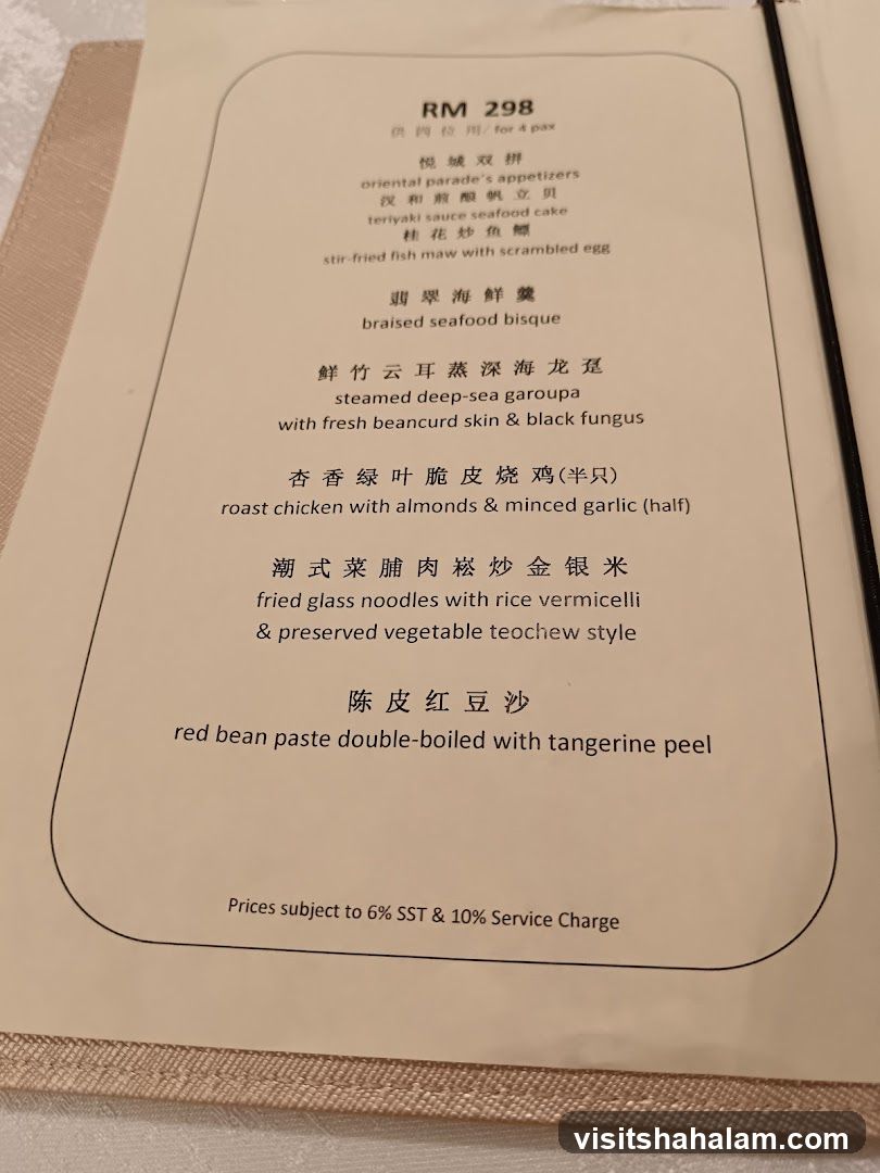 Set Menu for 4 Pax