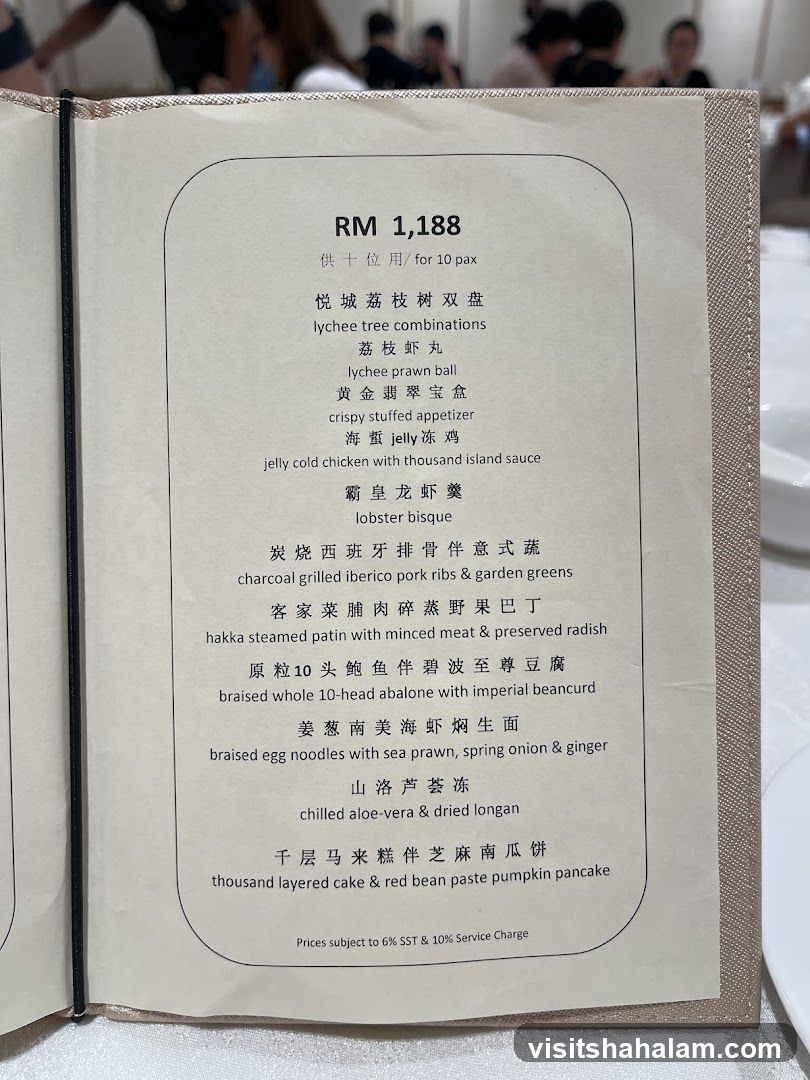Set Menu for 10 Pax