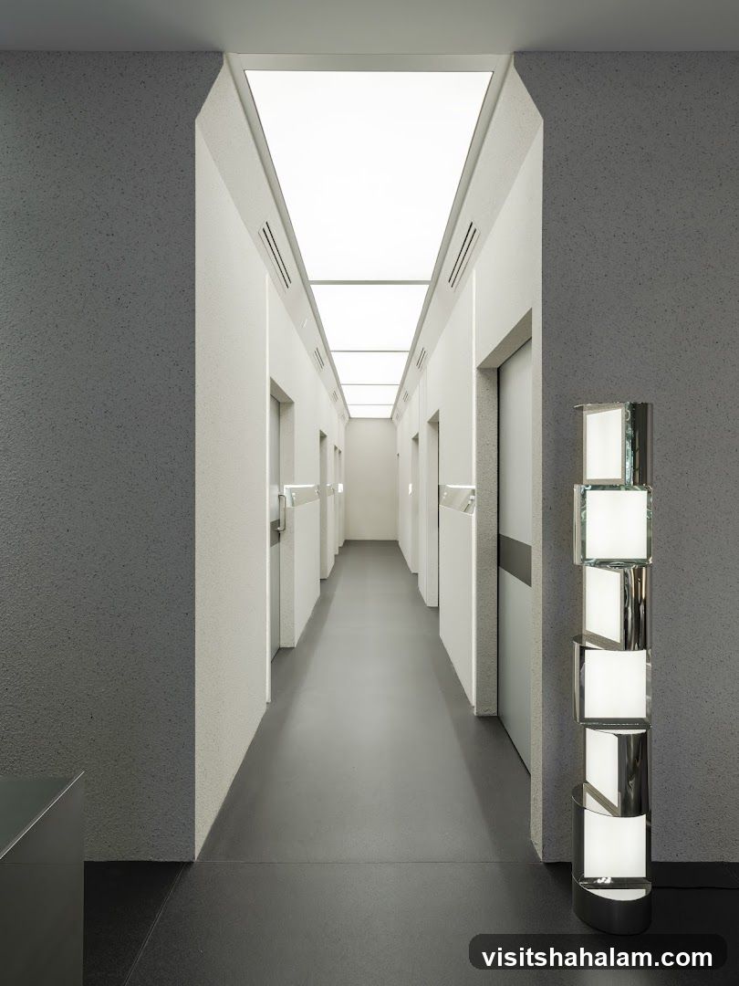 Modern Hallway with Elevators