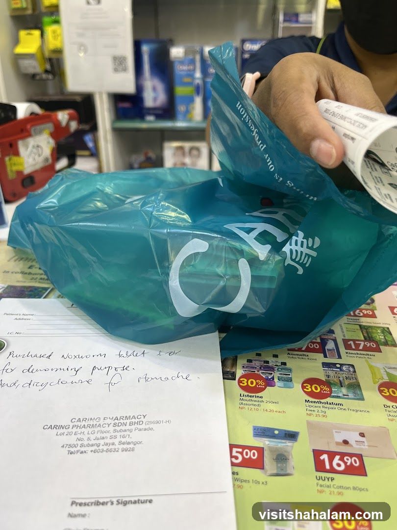 Pharmacy Receipt and Shopping Bag