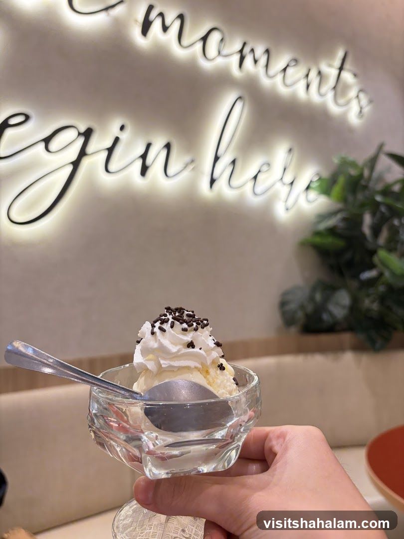 Dessert with Neon Sign
