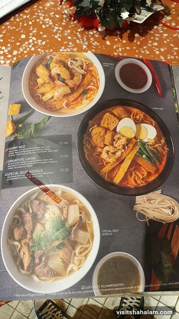 Menu with Noodle Dishes