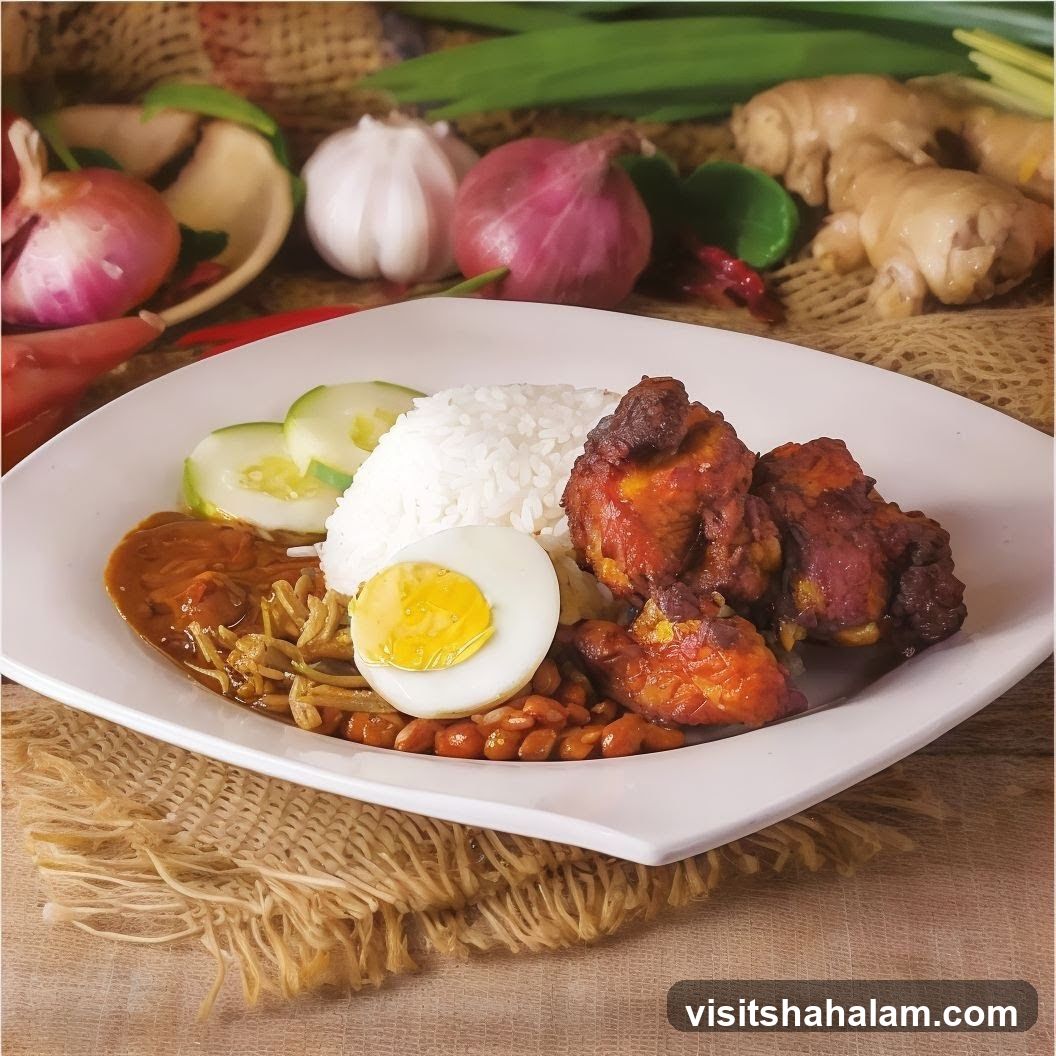 Nasi Lemak with Fried Chicken