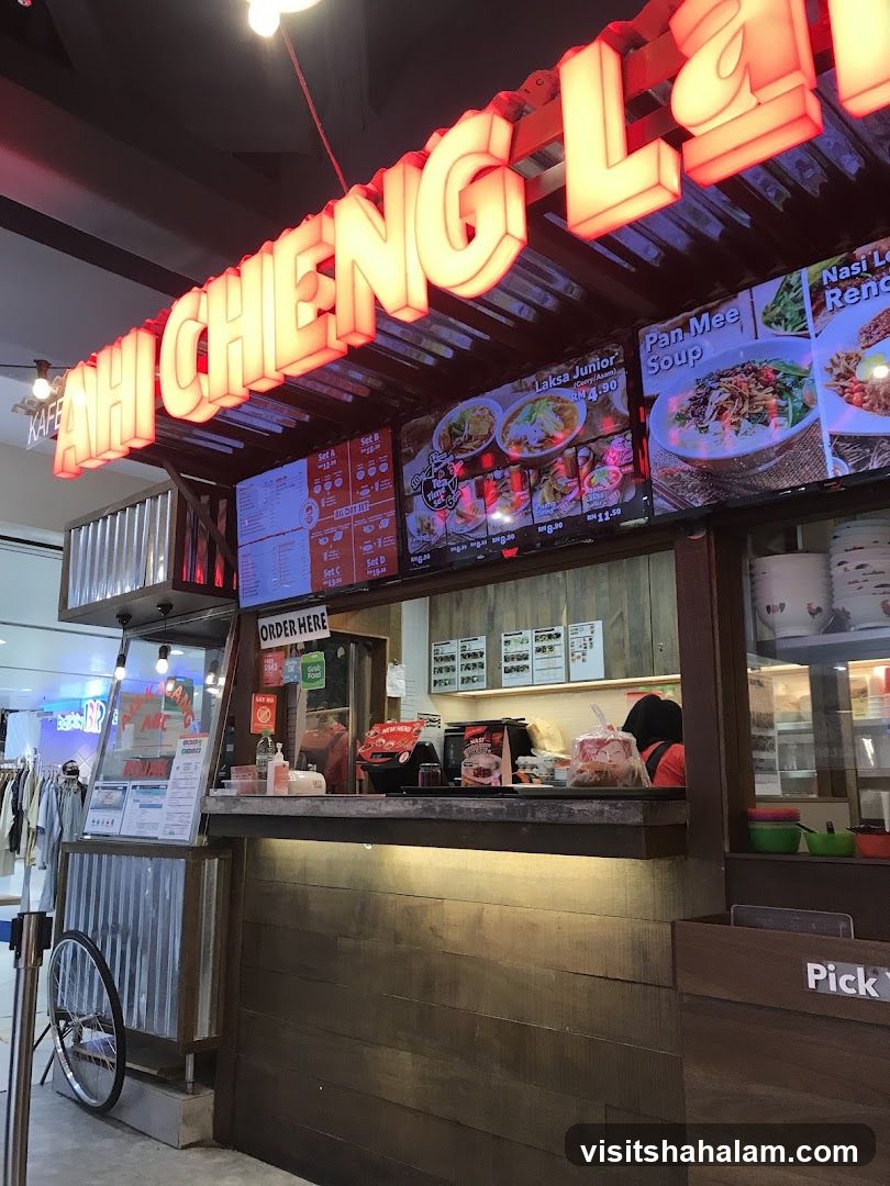 Food stall with illuminated signage
