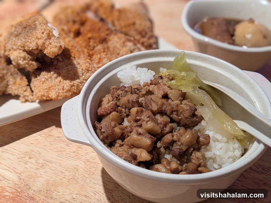 Braised Pork Rice with Fried Chicken