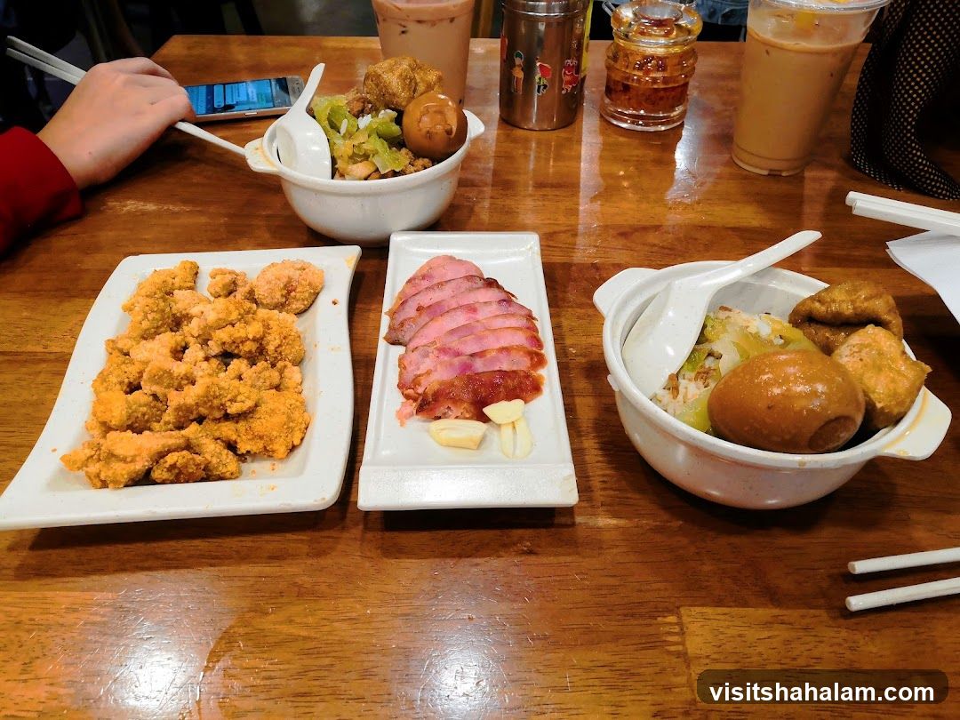 Table with food and drinks