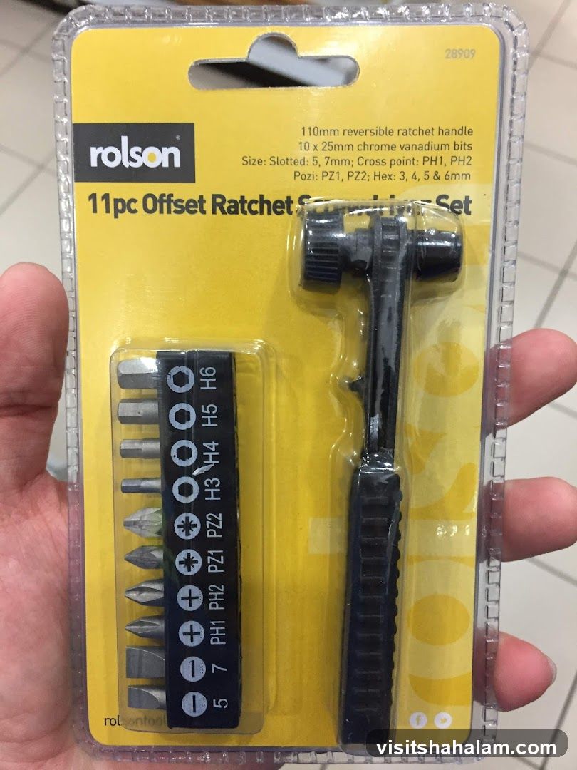 Rolson 11pc Offset Ratchet Screwdriver Set
