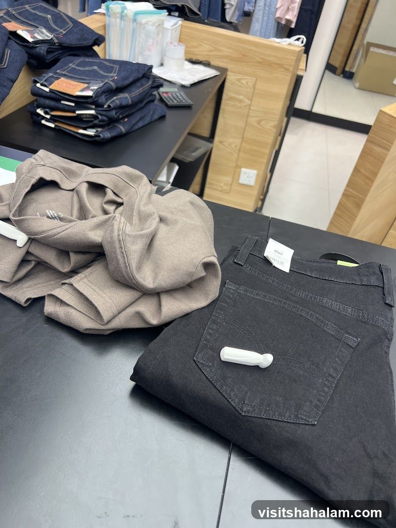 Folded Jeans and Sweatshirt