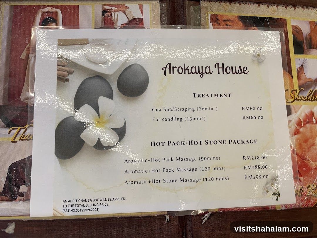 Arokaya House Menu
