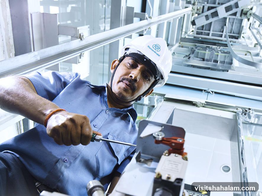 Technician working on machinery