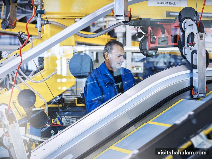 Factory Worker Operating Machinery