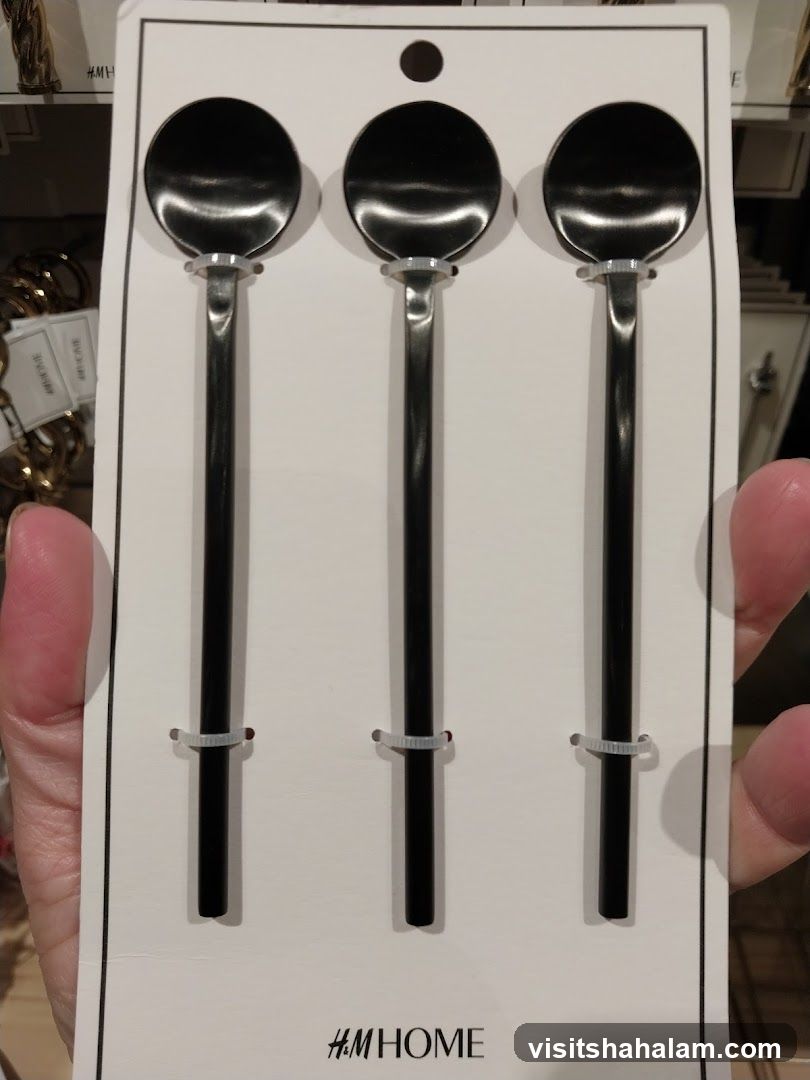 Set of three black spoons