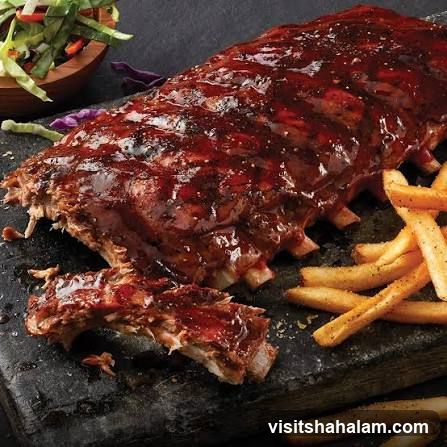 Barbecue Ribs with Fries and Salad