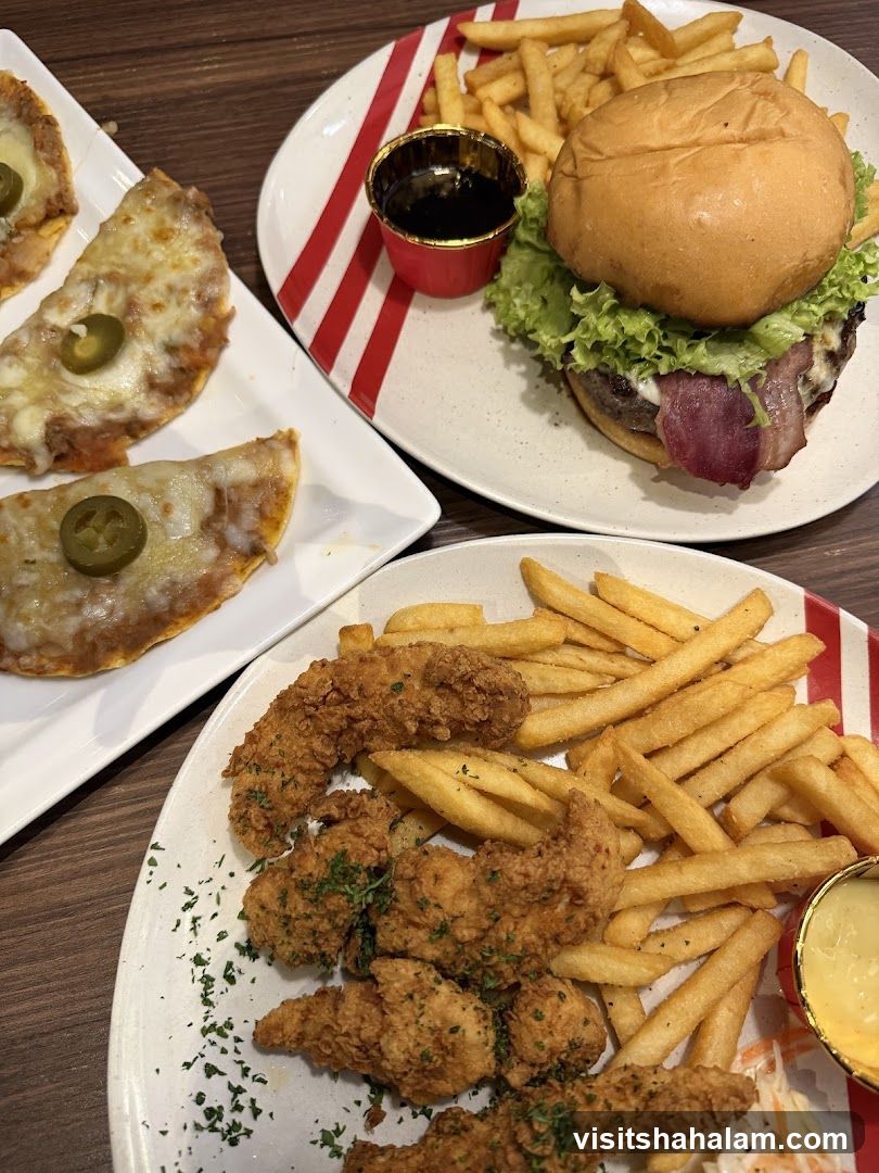 Burger, Fries, and Nachos