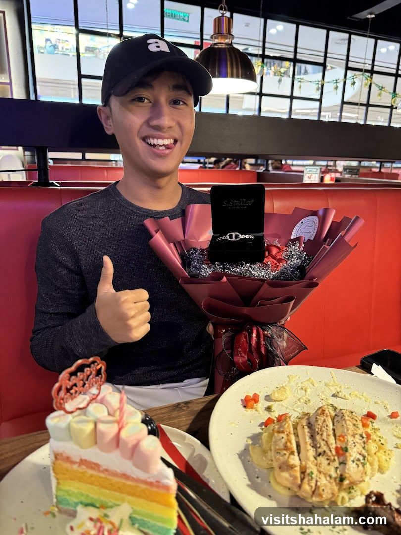 Man with Birthday Cake and Gift