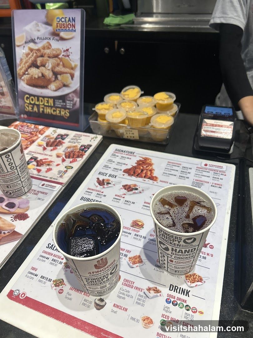 Food and Drinks at a Restaurant Counter