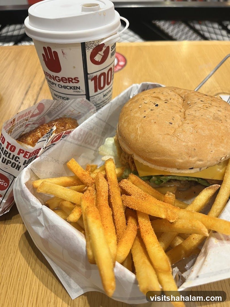 Burger meal with fries and drink