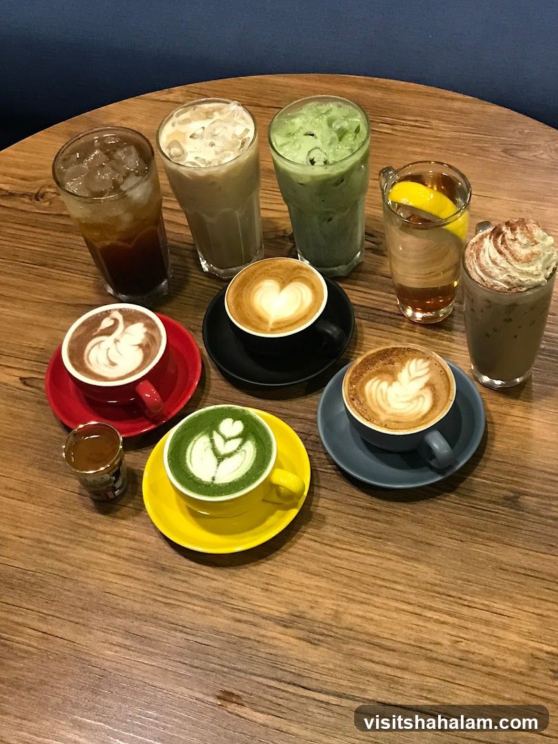 Assortment of Coffee and Matcha Drinks