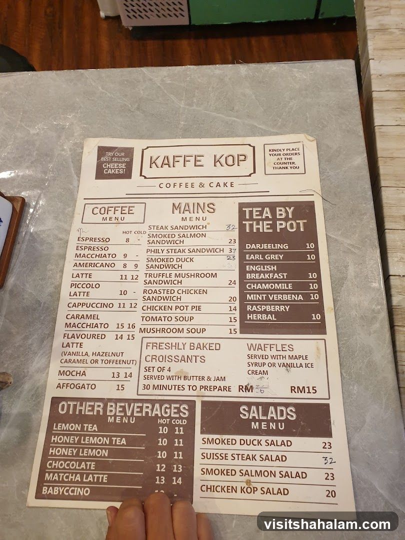 Kaffe Kop Coffee & Cake Menu