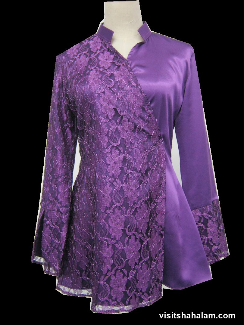 Purple Lace and Satin Blouse